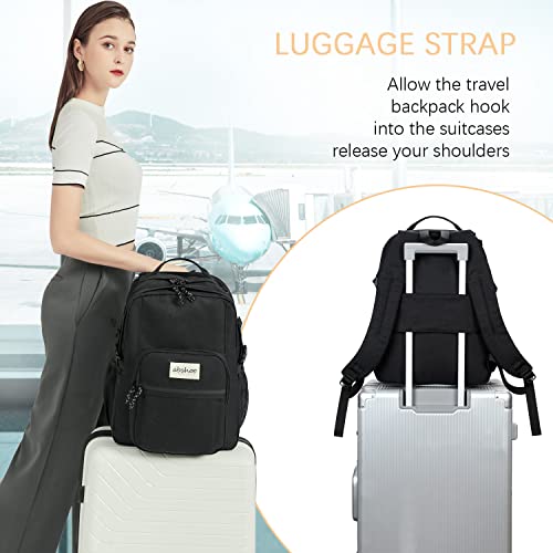 Abshoo Classical Laptop Travel Backpack for Women Men College School Bookbag With USB Charging Port (Black)