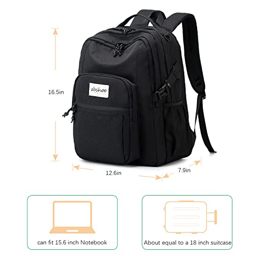 Abshoo Classical Laptop Travel Backpack for Women Men College School Bookbag With USB Charging Port (Black)