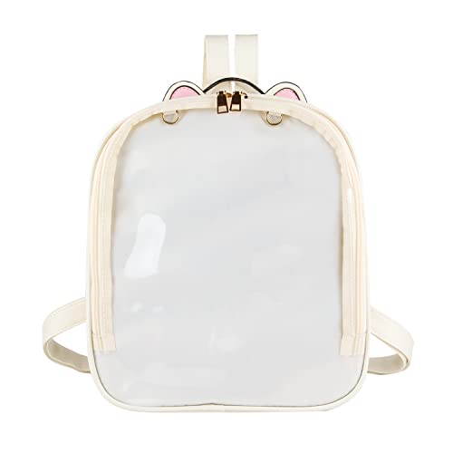 Oweisong Ita Bag Backpack Cat Anime Cosplay Casual Daypack Kawaii Candy Leathe Satchel Clear School Bag for Pins Display