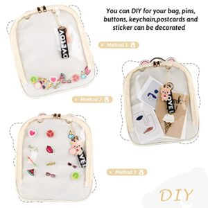 Oweisong Ita Bag Backpack Cat Anime Cosplay Casual Daypack Kawaii Candy Leathe Satchel Clear School Bag for Pins Display