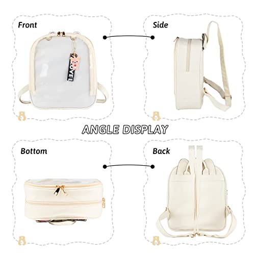 Oweisong Ita Bag Backpack Cat Anime Cosplay Casual Daypack Kawaii Candy Leathe Satchel Clear School Bag for Pins Display