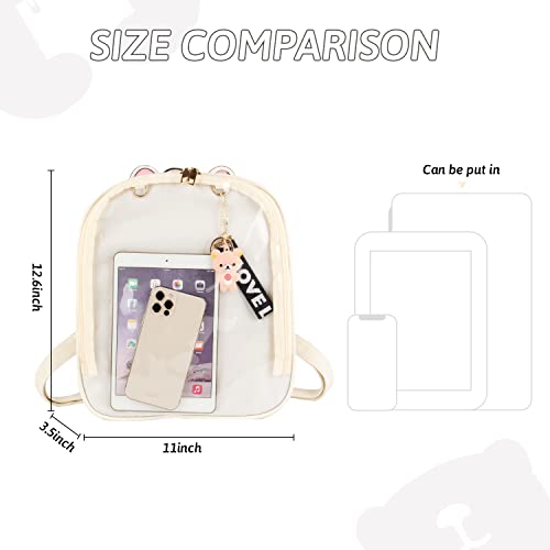 Oweisong Ita Bag Backpack Cat Anime Cosplay Casual Daypack Kawaii Candy Leathe Satchel Clear School Bag for Pins Display