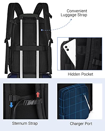 LIGHT FLIGHT Work Backpack Men, 17.3 Inch Business Smart Backpack, Water Resistant Laptop Backpack with USB Charging hole, Black