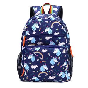 kemy’s toddler backpack for girls boys, water resistant preschool kids backpacks, cute lightweight girls backpack（blue unicorn）