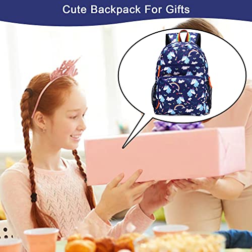 Kemy's Toddler Backpack for Girls Boys, Water Resistant Preschool Kids Backpacks, Cute Lightweight Girls Backpack（Blue Unicorn）