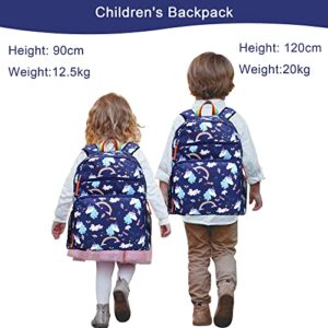 Kemy's Toddler Backpack for Girls Boys, Water Resistant Preschool Kids Backpacks, Cute Lightweight Girls Backpack（Blue Unicorn）