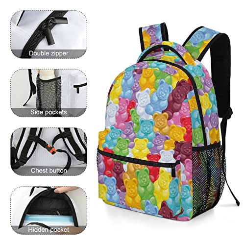 Gummy Bears Candies Oxford Cloth Laptop Backpack Casual Shoulder Bag Daypack For Travel Study Shopping