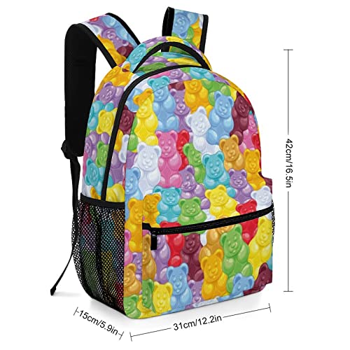 Gummy Bears Candies Oxford Cloth Laptop Backpack Casual Shoulder Bag Daypack For Travel Study Shopping