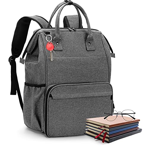 LoDrid Teacher Utility Bag, Heavy Duty Teacher Backpack for Men & Women, Teacher Tote Backpack for School Work with Steel Frame Top, 15.6" Laptop Layer, Zip-Top Closure & Inner Padded, Gray, Bag Only