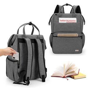 LoDrid Teacher Utility Bag, Heavy Duty Teacher Backpack for Men & Women, Teacher Tote Backpack for School Work with Steel Frame Top, 15.6" Laptop Layer, Zip-Top Closure & Inner Padded, Gray, Bag Only