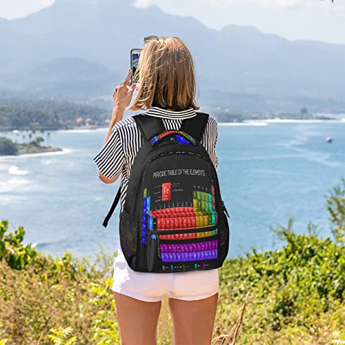 Periodic Table Backpacks for Women Men, Chemistry Elements Travel Backpack Laptop Backpack Waterproof School Bookbags with Multiple Pocket Hiking Daypack Casual Bag