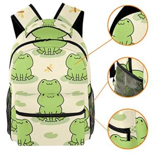 JAVENPROEQT Cute Frog Casual School Backpack For Teen Girls Boys, Shoulder Bag For Men Women