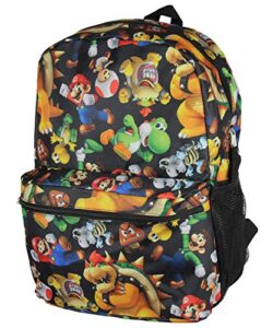 super mario bros. backpack all over character print 16″ bag