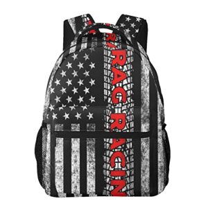 drag racing flag america casual student backpack outdoor backpacks travel sports bags book bag