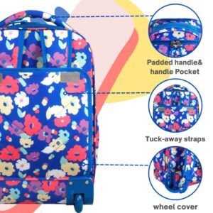 J World New York Sweep Laptop Rolling Backpack, Petals, 18"