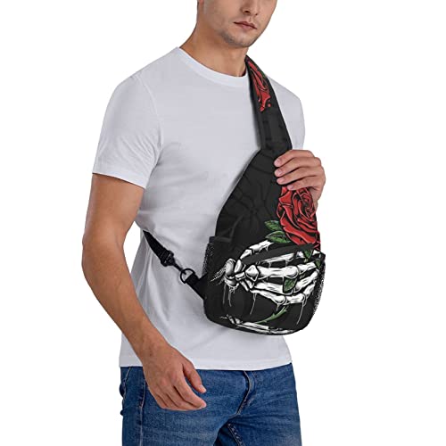 Sugar Skull Chest Bags Crossbody Sling Backpack Travel Hiking Daypack Crossbody Shoulder Bag For Women Men Teens