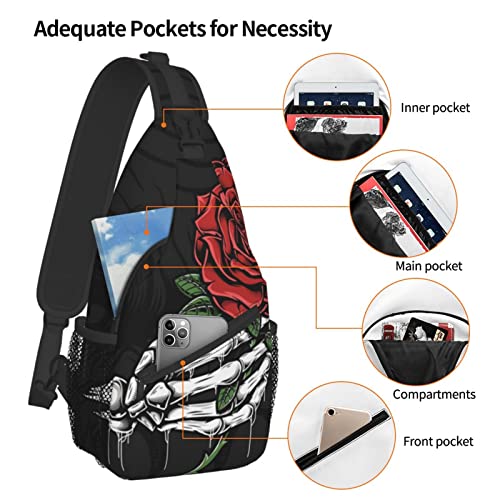 Sugar Skull Chest Bags Crossbody Sling Backpack Travel Hiking Daypack Crossbody Shoulder Bag For Women Men Teens