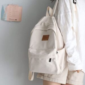 Kawaii Simple Sporty Japanese Korean harajuku backpack teenage school gift for birthday Christmas (white)