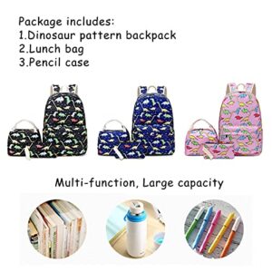 CM C&M WODRO Kids Backpack for Boys Girls Dinosaur School Backpack with Lunch Box Pencil Case Lightweight Waterproof BookBag Set (Blue)