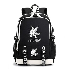 fdgdfg love printed fashion sport hip hop backpack with usb charging port backpack student unisex school bag (black9)