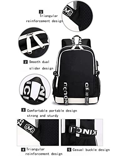 FDGDFG Love Printed Fashion Sport Hip Hop Backpack With USB Charging Port Backpack Student Unisex School Bag (black9)