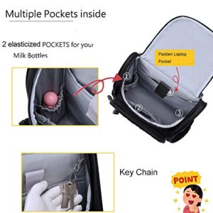 PAOIXEEL Diaper Bag Backpack with Stroller Clips, Lightweight Water-Resistant Nylon Travel Backpack with Anti-Theft Pocket, Pink