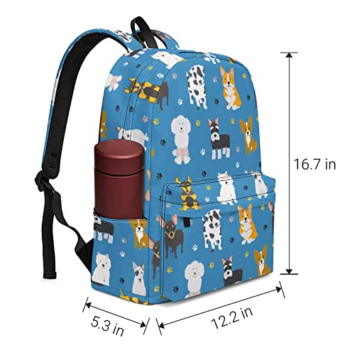 Ewobicrt Cartoon Dog Backpack 16.7 inch Large Cute Laptop Bag Casual Daypack Bookbag for Work Travel Camping