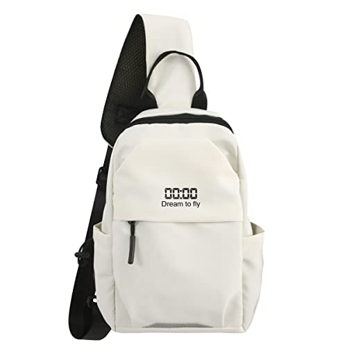 Xinteorao Sling Bag Backpack Crossbody Shoulder Bag for Men Women Small One Strap Backpack for Walking Biking Travel Cycling White