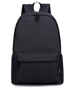 abshoo lightweight casual unisex backpack for school solid color boobags (black)