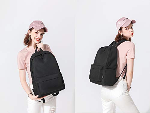 Abshoo Lightweight Casual Unisex Backpack for School Solid Color Boobags (Black)