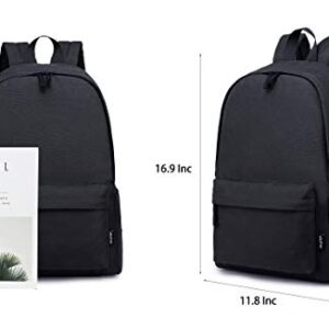 Abshoo Lightweight Casual Unisex Backpack for School Solid Color Boobags (Black)