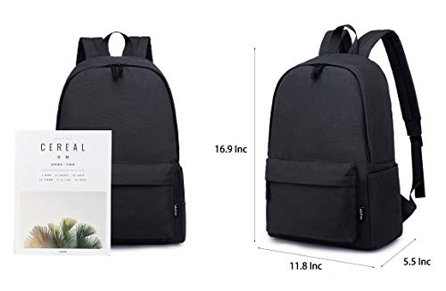 Abshoo Lightweight Casual Unisex Backpack for School Solid Color Boobags (Black)