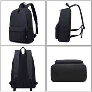 Abshoo Lightweight Casual Unisex Backpack for School Solid Color Boobags (Black)