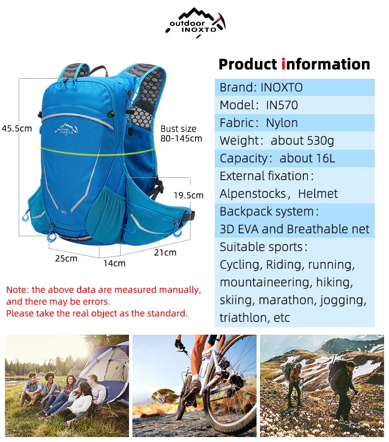 MANFS Portable waterproof hiking backpack 16L, with rainproof cover, outdoor sports travel day bag, for bicycle skiing (young)