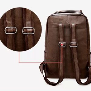 Vintage PU Leather College Backpack Trendy Business Casual Waterproof Bag Laptop Backpack with USB Unisex For Adult Youth (Brown)