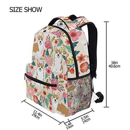 Laptop Backpacks Corgi Cute Spring Flowers Men Women Travel Daypack Bag
