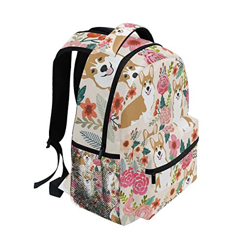 Laptop Backpacks Corgi Cute Spring Flowers Men Women Travel Daypack Bag