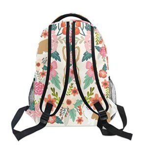 Laptop Backpacks Corgi Cute Spring Flowers Men Women Travel Daypack Bag