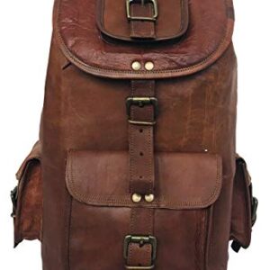 DHK 24'' Genuine Leather Vintage Handmade Casual Day-pack Cross body Messenger Laptop Backpack Travel Rucksack