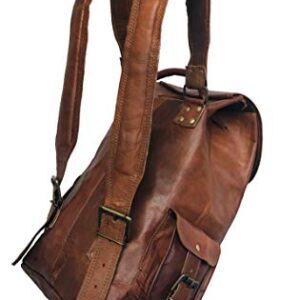 DHK 24'' Genuine Leather Vintage Handmade Casual Day-pack Cross body Messenger Laptop Backpack Travel Rucksack