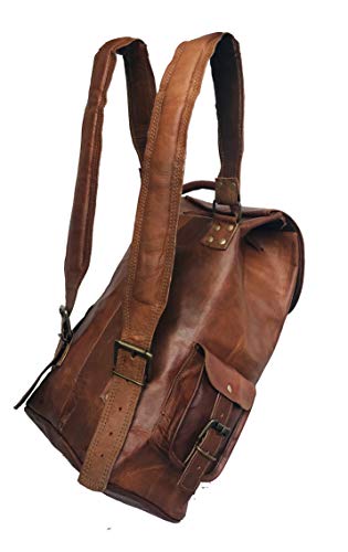 DHK 24'' Genuine Leather Vintage Handmade Casual Day-pack Cross body Messenger Laptop Backpack Travel Rucksack