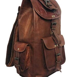 DHK 24'' Genuine Leather Vintage Handmade Casual Day-pack Cross body Messenger Laptop Backpack Travel Rucksack