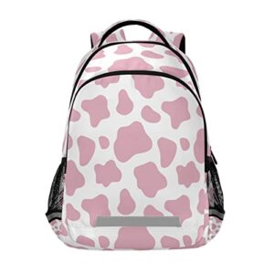 funky qiu pink cow print backpack durable lightweight college school bookbag daypack rucksack for boys girl student