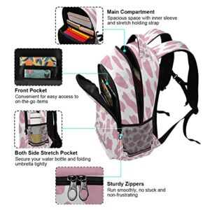 Funky Qiu Pink Cow Print Backpack Durable Lightweight College School Bookbag Daypack Rucksack for Boys Girl Student