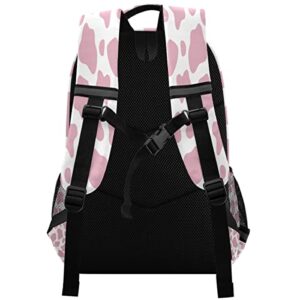 Funky Qiu Pink Cow Print Backpack Durable Lightweight College School Bookbag Daypack Rucksack for Boys Girl Student