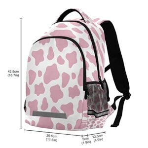 Funky Qiu Pink Cow Print Backpack Durable Lightweight College School Bookbag Daypack Rucksack for Boys Girl Student