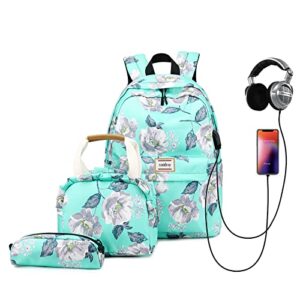 caddlouy waterproof backpack for college girls women usb charging port fits 14″ laptop daypack school bookbag