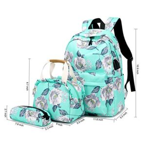 Caddlouy Waterproof Backpack for College Girls Women USB Charging Port Fits 14" Laptop Daypack School Bookbag