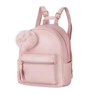 fashion mini women girls backpack purse cute small leather teens bags daypack with tassel pom