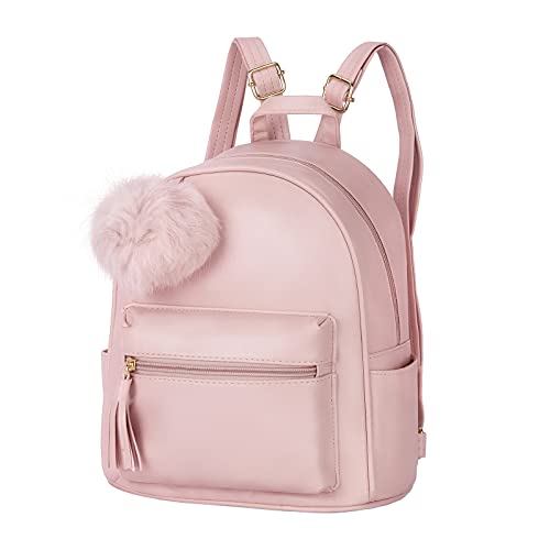 Fashion Mini Women Girls Backpack Purse Cute Small Leather Teens Bags Daypack with Tassel Pom